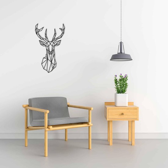 Line Art - Reindeer Deer 3 - L - 109x65cm - décoration murale géométrique