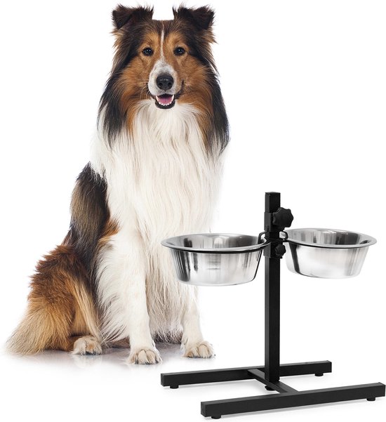 Hondenvoerbak op standaard – antislip – verstelbaar – 2x 1,6 liter