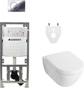Villeroy en Boch Subway 2.0 DirectFlush toiletset met Geberit reservoir en bedieningsplaat chroom