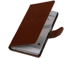 Washed Leer Bookstyle Wallet Case Hoesje - Geschikt voor Nokia Lumia 900 Bruin