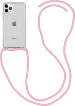 Hoesje met Koord Geschikt voor de Apple iPhone 11 Pro | Back Cover met Ketting | Flexibel TPU | Ideaal voor Festival / Vakantie | Roze