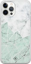 iPhone 12 Pro Max hoesje siliconen - Marmer mint mix | Apple iPhone 12 Pro Max case | TPU backcover transparant