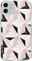 Casetastic Apple iPhone 12 / iPhone 12 Pro Hoesje - Softcover Hoesje met Design - Marble Triangle Blocks Pink Print