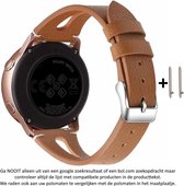 Bruin 22mm lederen bandje voor (zie compatibele modellen) Samsung, LG, Asus, Pebble, Huawei, Cookoo, Vostok en Vector - gesp – Brown leather smartwatch strap - Gear S3 - Zenwatch - Leer - Led