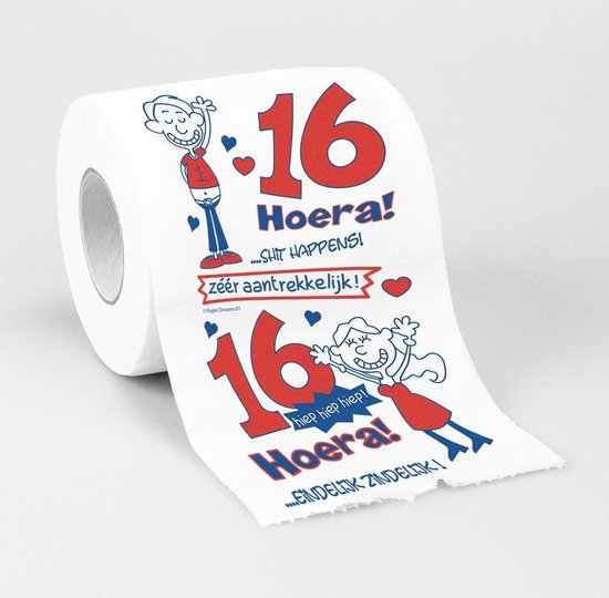 Foto Voorstel Humoristisch Cadeau toiletpapier/wc-papier rol 16 jaar - 16e verjaardag -  Verjaardagscadeau -... | bol.com