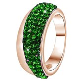 Colours by Kate - Stalen ring roseplated emerald kristal