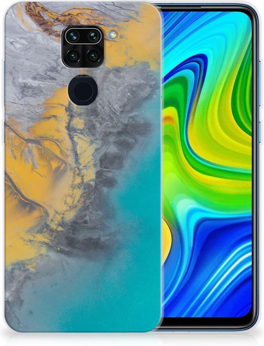 Xiaomi Redmi Note9 TPU Siliconen Hoesje Marble Blue Gold