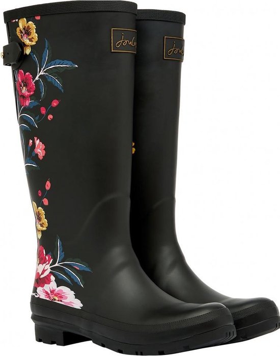 Zwart met bloemen hoge regenlaars van Joules 36 Zwart met bloemen hoge regenlaars van Joules 36