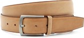 Gilmart Sportieve heren riem naturel met ril - heren riem - 3.5 cm breed - Naturel - Echt Leer - Taille: 95cm - Totale lengte riem: 110cm