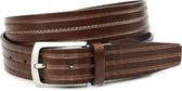 Gilmart Nette bruine riem met sleuven - heren en dames riem - 4 cm breed - Bruin - Echt Leer - Taille: 95cm - Totale lengte riem: 110cm