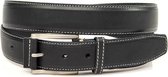 JV Belts Zwarte heren riem leer - heren riem - 3.5 cm breed - Zwart - Echt Leer - Taille: 95cm - Totale lengte riem: 110cm