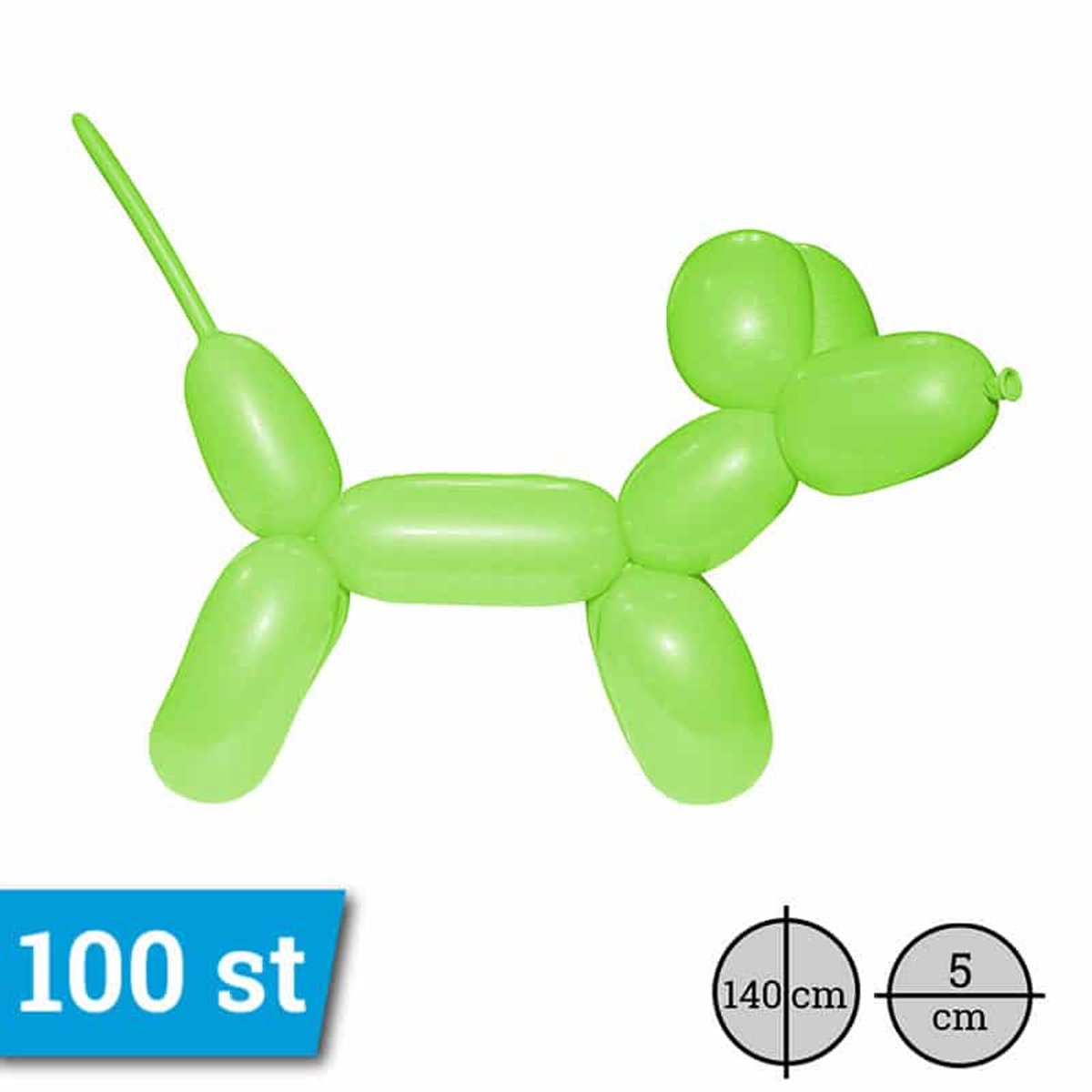 Standaard Modelleer Ballonnen appel groen per 100 stuks doorsnede 5cm