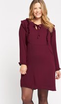 LOLALIZA Mini jurk met franjes en lange mouwen - Bordeaux - Maat 44
