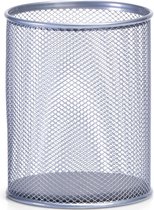 Zilveren pennenbakje rond van draadmetaal/mesh 11 x 13 cm - Kantoorbenodigdheden - Bureau-accessoires - Pennenhouders - Pennenbakjes - Mesh kantoor/bureau benodigdheden