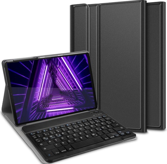 Cazy Lenovo Tab M10 Plus hoes QWERTZ Bluetooth Keyboard Cover zwart bol