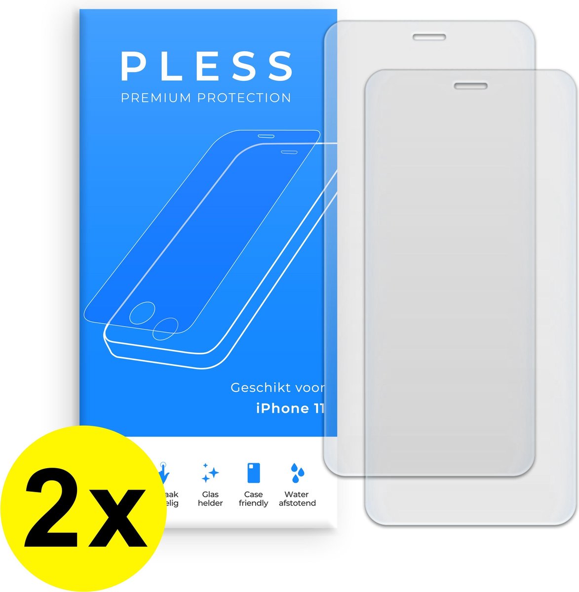 2x Screenprotector iPhone 11 - Beschermglas Tempered Glass Cover - Pless®