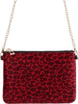 Tasje met luipaard/panter/dieren print, rood