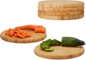 Relaxdays ontbijtplanken set 25 cm - bamboe - natuurlijke keukenplank - serveerplank rond - Pak van 6