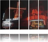 Schilderij , Moulin Rouge Parijs , Multikleur ,4 maten , 5 luik , wanddecoratie , Premium print , XXL