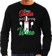 Dear Santa just bring wine drank Kerstsweater / Kersttrui zwart voor heren - Kerstkleding / Christmas outfit XL