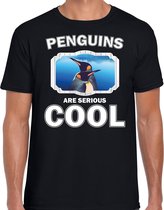 Dieren pinguins t-shirt zwart heren - penguins are serious cool shirt - cadeau t-shirt pinguin/ pinguins liefhebber L