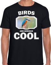 Dieren vogels t-shirt zwart heren - birds are serious cool shirt - cadeau t-shirt ijsvogel/ vogels liefhebber XL