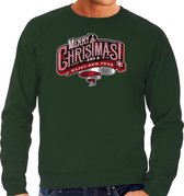Merry Christmas Kerstsweater / Kersttrui groen voor heren - Kerstkleding / Christmas outfit S