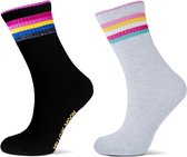 2 Paar meisjes sokken - Glitter-Strepen - Zwart/Grijs - Maat 27-30