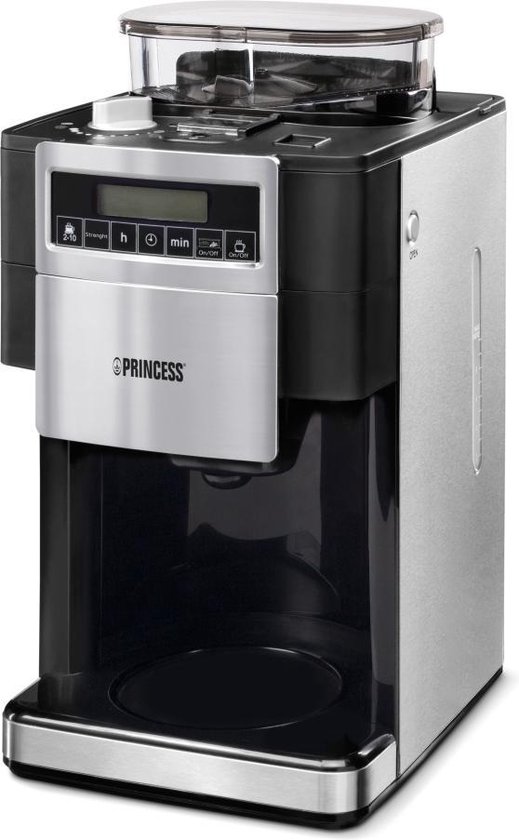 Princess 249402 Deluxe Koffiezetapparaat – Ingebouwde bonenmaler – Voor 10 tot 12 kopjes