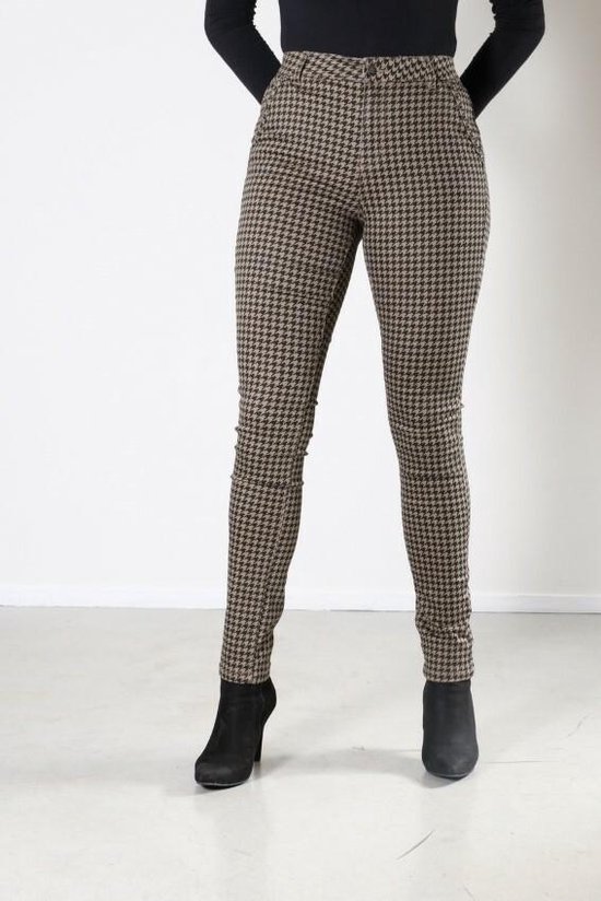 Pantalon femme New Star Arkansas taupe / noir à carreaux - taille 27 | bol.