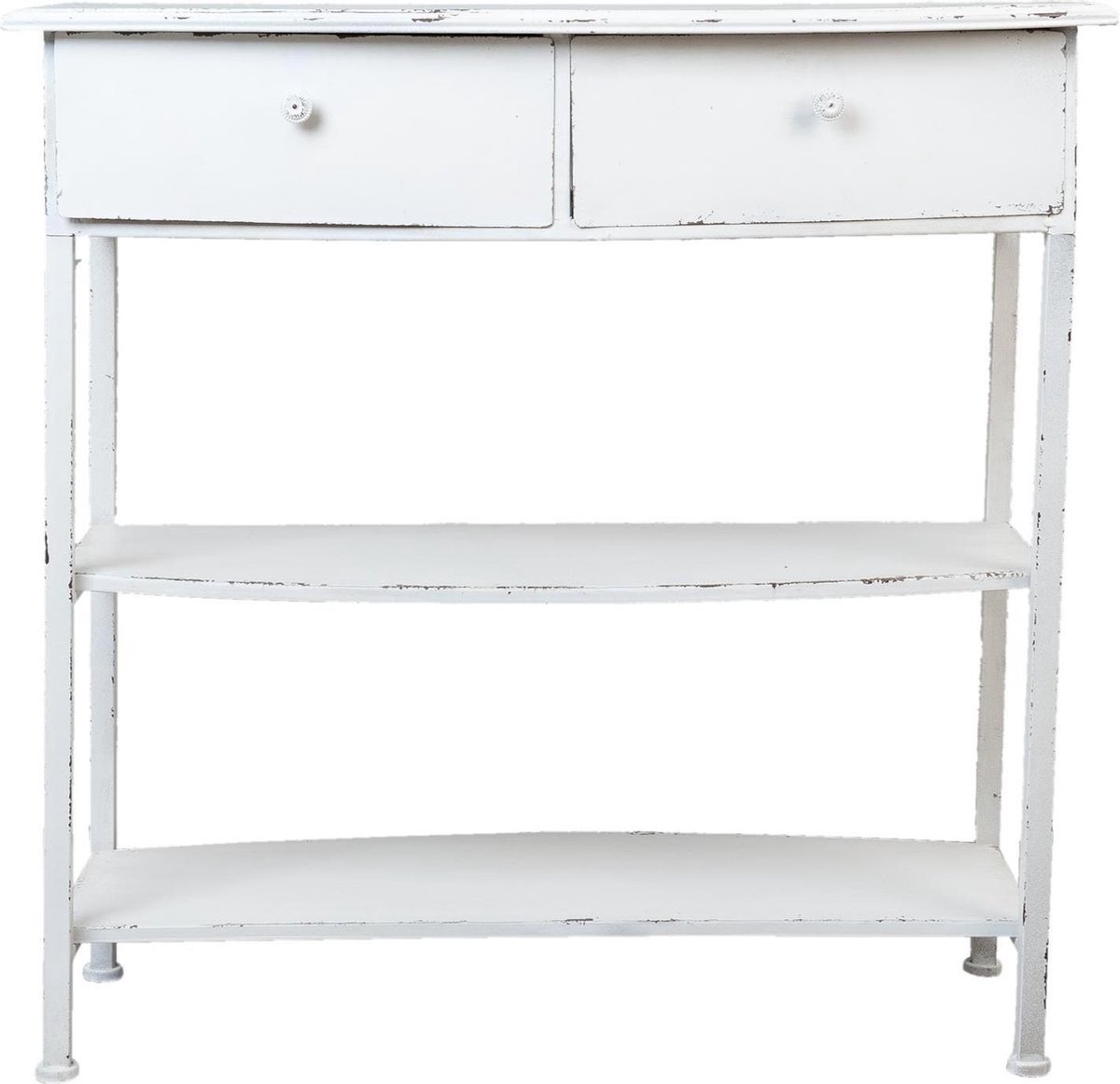 Clayre & Eef Sidetable 80*35*80 cm Wit Ijzer Rechthoek Wandtafel Haltafel Console Tafel