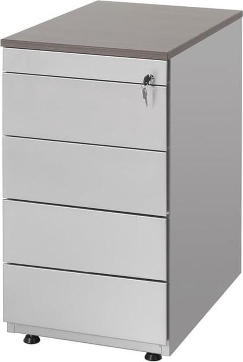 Ladeblok met 4 lades (incl. pennenlade) kleur Aluminium (RAL9006 ...
