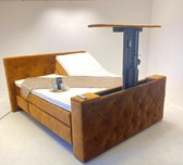 Boxspring Amsterdam 200x200 Elektrische verstelbaar Met Tv lift !! Kleur Cognac