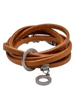 STUDIO BY BO® Armband Elisa Cognac  L/XL | Plantaardig gelooid leer en RVS | Handgemaakt