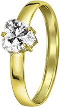 Lucardi - Dames Ring hartvorm zirkonia - Ring - Cadeau - 14 Karaat Goud - Geelgoud