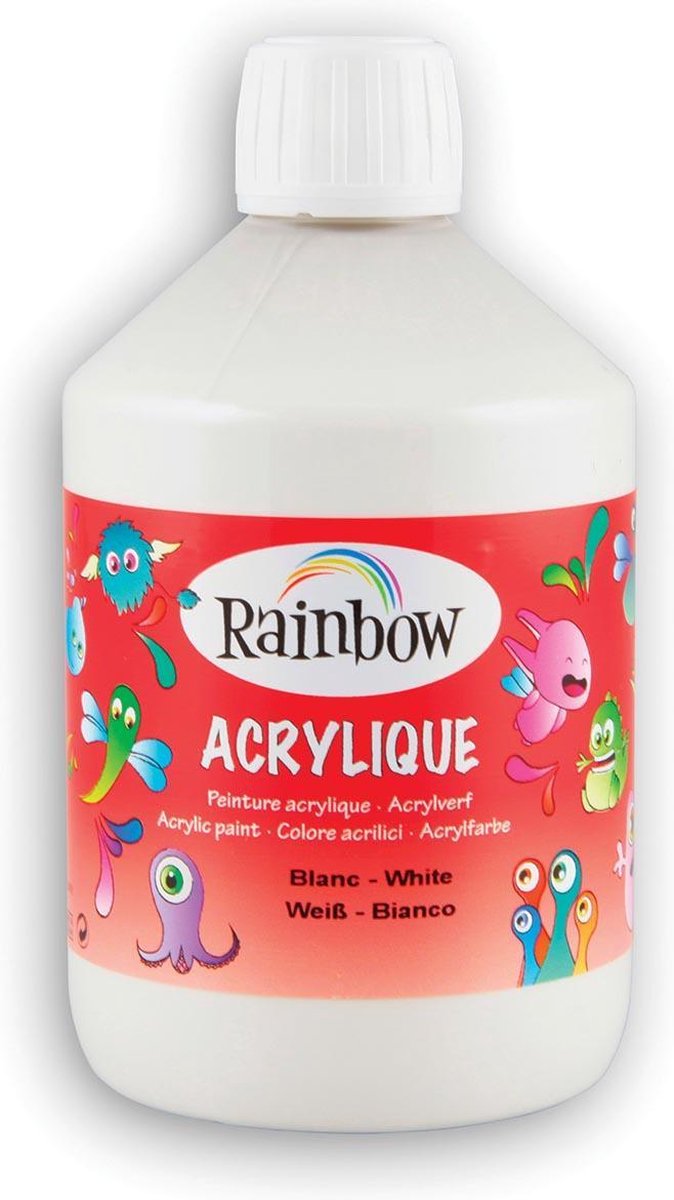 Rainbow acrylverf, flacon van 500 ml, wit