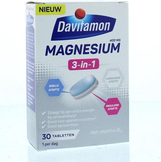 Davitamon Magnesium Triple Layer - Voedingssupplement – 30 magnesium tabletten