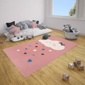 Kindervloerkleed wolken Happy - roze 120x170 cm