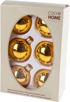 KERSTBAL SET 6 STUKS | KERSTVERSIERING | SHINY OKER | 7CM | GLAS IN VENSTERDOOS