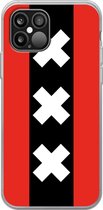 iPhone 12 Pro Max Hoesje Transparant TPU Case - Amsterdamse vlag #ffffff