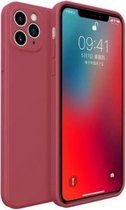 geschikt voor Apple iPhone 11 Pro Max vierkante silicone case - donkerrood