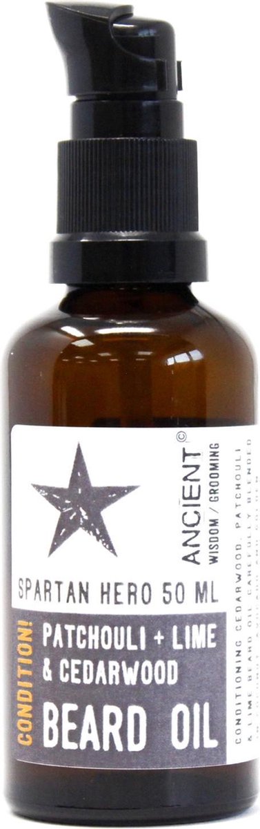 Ancient Wisdom - Baardolie - Spartan Hero - Patchouli - Cederhout - Limoen - 50 ml