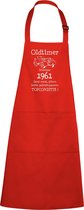 Keukenschort - BBQ schort - Oldtimer - Jaartal 1961 - rood