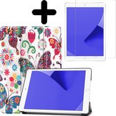 Hoes Geschikt voor iPad 10.2 2019 Hoes Luxe Hoesje Book Case Met Screenprotector - Hoesje Geschikt voor iPad 7 Hoes Cover - Vlinders .
