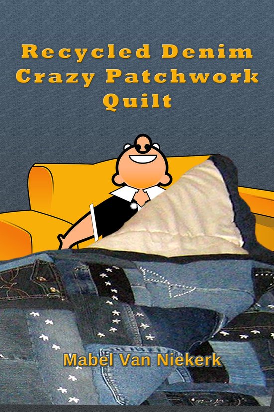 Recycled Denim Crazy Patchwork Quilt - cover