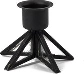 Kaarsenstandaard glas - zwart - Kolony - metaal - 6,6x6,6x5cm