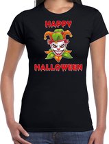 Happy Halloween groene horror joker verkleed t-shirt zwart voor dames - horror joker shirt / kleding / kostuum / horror outfit L