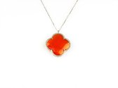 model Fiori grote klaver collier in zilver grote klaver oranje