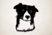 Wanddecoratie - Nieuwsgierige Border Collie - L - 91x75cm - Zwart - muurdecoratie - Line Art