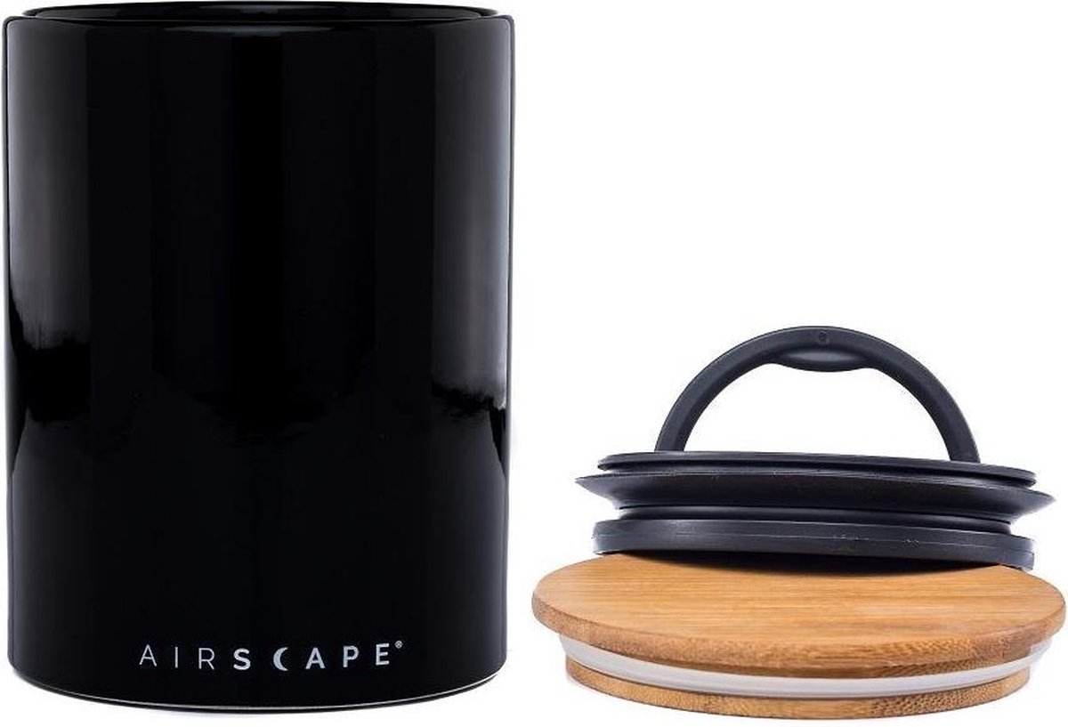 Airscape® Ceramic 500gr. – Voorraadpot – keramiek -voorraadpot -voorraadbus - vershouddoos - voedselveilig - BPA vrij - koffiepot - Zwart - Obsidian